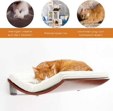 Настінне ліжко для котів COSY AND DOZY Chill з букового шпону, 50x41 см, витримує до 20 кг