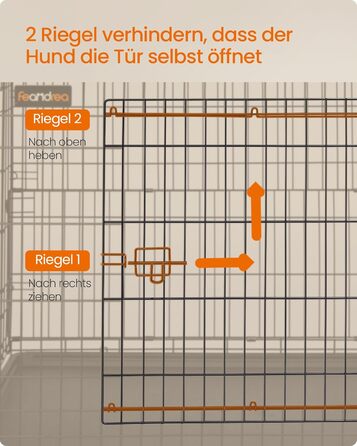 Клітка для собак Feandrea, 120 x 72,5 x 109 см, металева, XXL, для великих собак, з подвійною дверцятами, чорна, PPD015B01