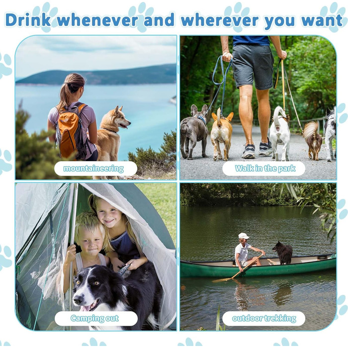 Водяна пляшка для собак Taozoey 750 мл, антибактеріальна, не протікає, для подорожей, прогулянок, кемпінгу (зелена/блакитна)