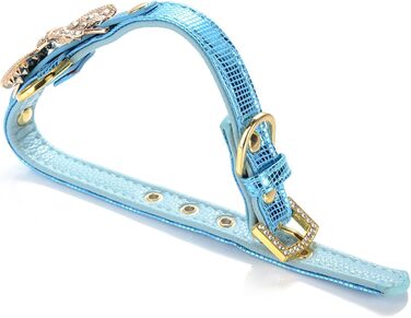 Шкіряне нашийник LOVPE з кільцем для маленьких собак/котів, регульований, розмір XS, рожевий (S, блакитний)