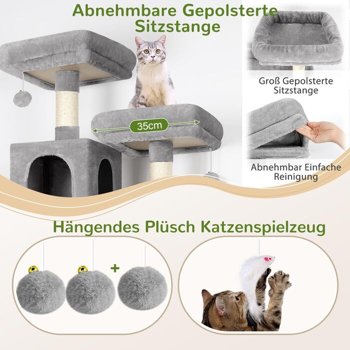 Драбина для котів Globlazer Kaktus XXL 195 см з 2 будиночками, 2 стійками, гамаком 50*33 см, кошиком. Стабільна драбина для кількох котів.