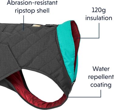 RUFFWEAR Stumptown куртка для собак, утеплена і зносостійка, сіра, розмір S