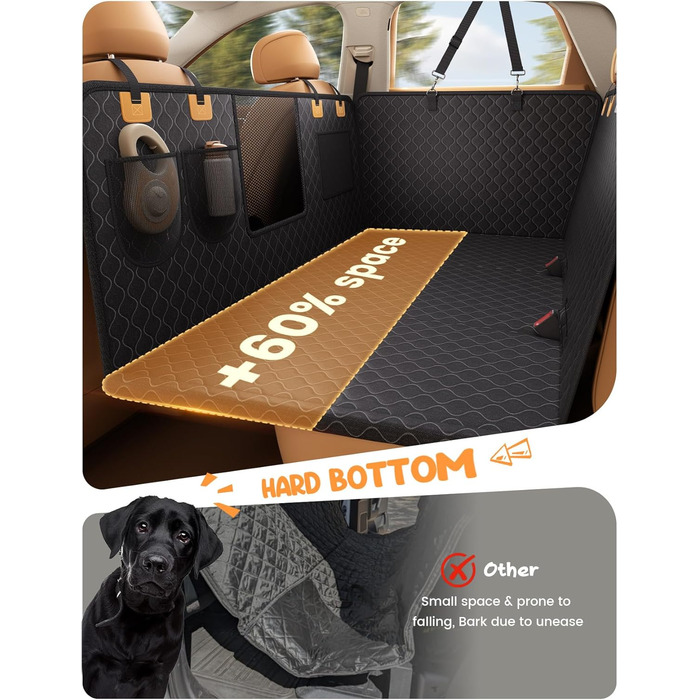 Захист для автосидіння для собак Lamicall: водонепроникний, з жорсткою основою та сіткою, для великих позашляховиків та пікапів