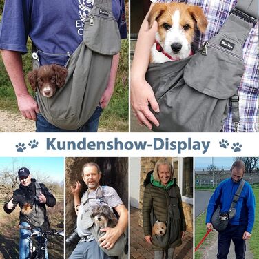 Сумка-переноска для собак SlowTon, сіра, L (для тварин 4,5-7,2 кг) з регульованим плечовим ременем та передньою кишенею