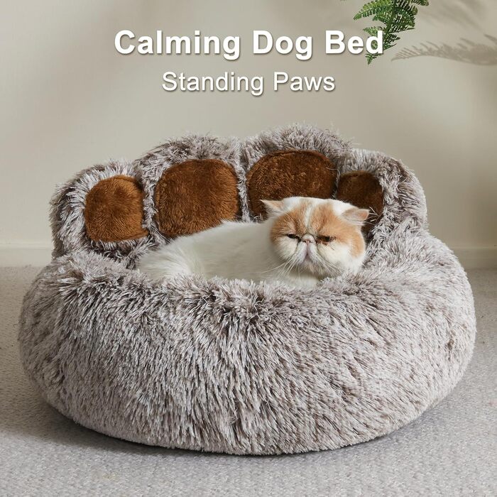 Кругле ліжко для собак Jiupety, плюшеве, у формі пончика, середній розмір 81 см, зручне та м'яке, можна прати