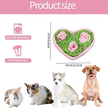 Килимок-нюхалка для собак, інтелектуальна іграшка для собак, килимок для нюхання та тренування, інтерактивний килимок для тварин, для середніх та маленьких собак, Love Pink Roses, 32*22 см
