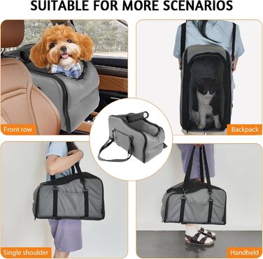 Автокрісло для собак та котів LIROPAU – зручне та безпечне автокрісло для маленьких тварин з захисними гаками та регульованими ременями