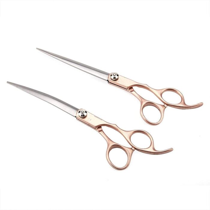 Набір професійних ножиць для грумінгу собак, 4 шт. Золота ручка, ножиці для стрижки собак, прямі та вигнуті