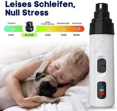 Триммер для собак Orthopfote: тихий нагрівач для нігтів з нагрівальними насадками, м'який та з низькою вібрацією для рівного підстригання (1 комплект)