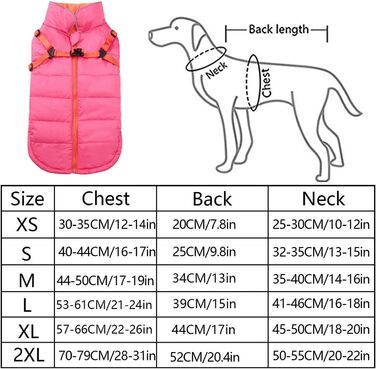 Зимові куртки для собак, шлейки, водонепроникна куртка з флісовою підкладкою, світловідбиваюча, персоналізована, для маленьких собак, оранжевий, XL (довжина спини: 44 см), XS (довжина спини: 20 см), рожевий