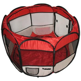 Клітка-загончик для кроликів та морських свинок BUNNY BUSINESS, розкладний, з тканини, рожевий (червоний)