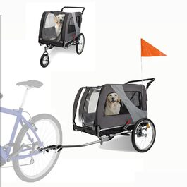Причіп для собак 2-в-1 Hundefahrradanhänger Jogger до 40 кг - легкий, з посиленим дном та прапорцем безпеки