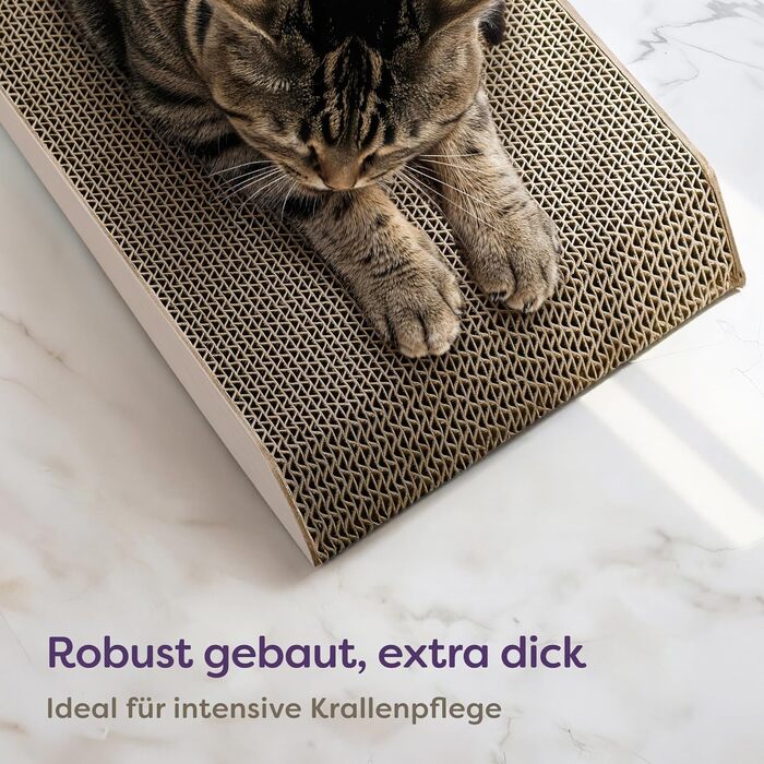 Кігтеточка для котів 3 шт. XXL 75 см - Міцний картон для догляду за кігтями - До 2 років використання - Економія місця - Захист диванів та меблів (Mountain) (Білий)