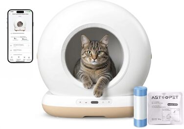 Автоматичний котячий туалет AstroPet 72L з APP-керуванням, UV-стерилізацією та килимком для декількох котів (Single)
