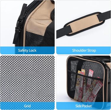 Розширювана переноска для домашніх тварин Wakytu для собак і котів, велика сумка для подорожей з 5 сітчастими вікнами (Коричнева, XXXL)