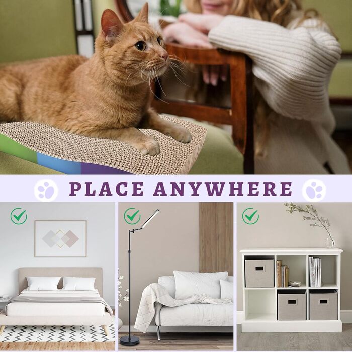 Котячі кігтеточки, 2 шт. Міцні картонні кігтеточки для котів з котячою м'ятою, перероблювана картонна підставка для дряпання котів 62.9 * 21.5 * 4.8 см, кігтеточки для догляду за кігтями