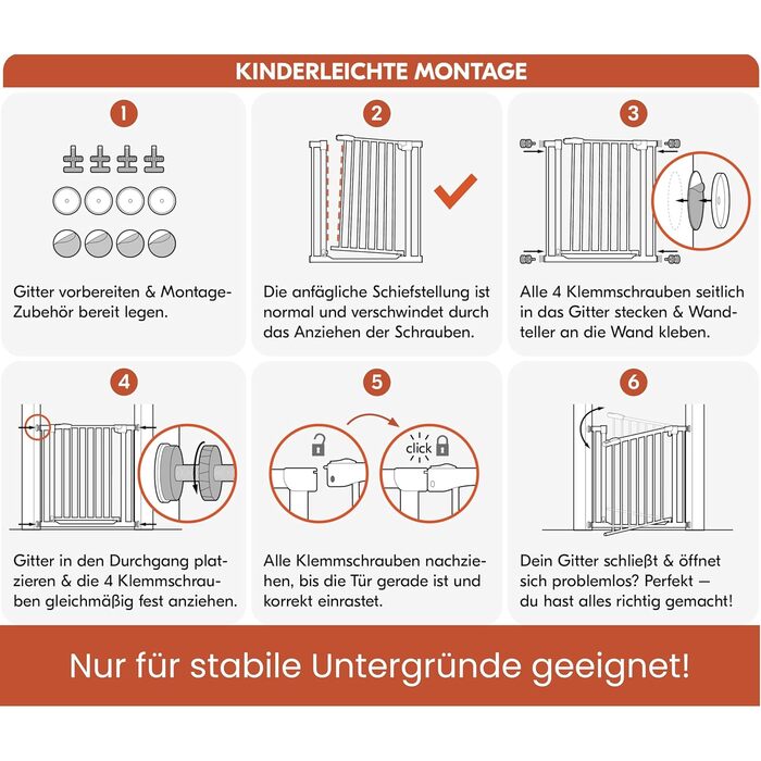 Захист для воріт Hauck Clear Step Autoclose 2, білий - самозакривне ворота для дітей та собак, ширина 75-80 см, висота 77 см, без свердління