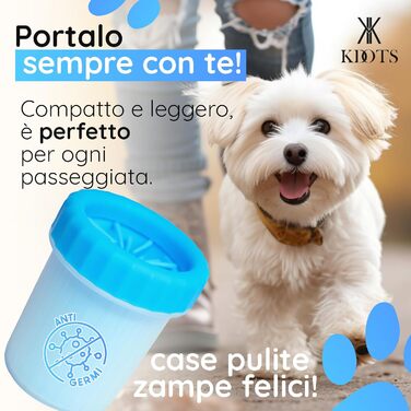 Силіконовий очищувач лап для собак з м'якою серветкою - безпечний засіб для миття лап для собак малого та середнього розміру (Блакитний, S/M)