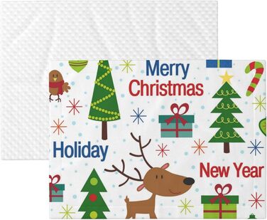 М'яка підстилка для собак та котів ZORIN, 70x50 см, зелена з новорічним дизайном