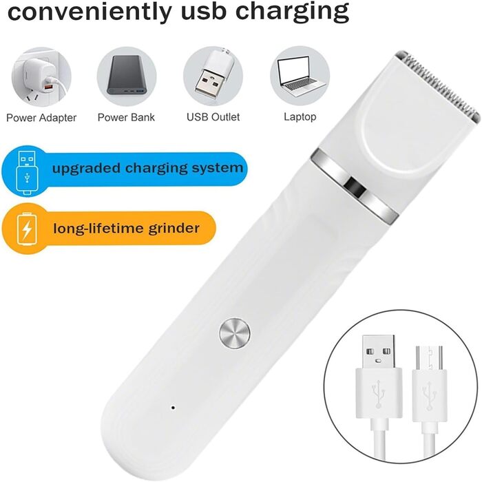 Набір для догляду за шерстю собак 4-в-1 | Тример для собак, котів, цуценят | Білий