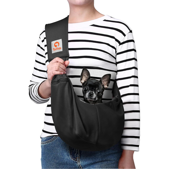 Сумка-кенгуру для собак та котів Tomkas, переноска для маленьких тварин, регульований ремінь, кишеня на блискавці, застібка-клипса (Сірий, M)