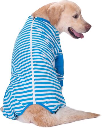 Піжама для собак, комбінезон, одяг для середніх та великих собак, дихаючий, з блискавкою, м'яка бавовна