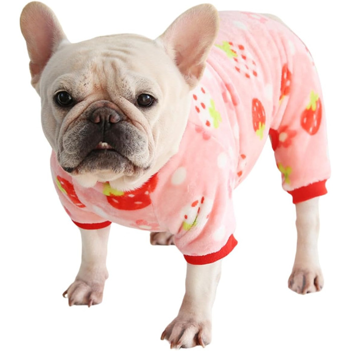 Піжама для собак BT Bear, тепла та м'яка, фліс, милий костюм для цуценят, маленьких та середніх собак (M, рожева полуниця)