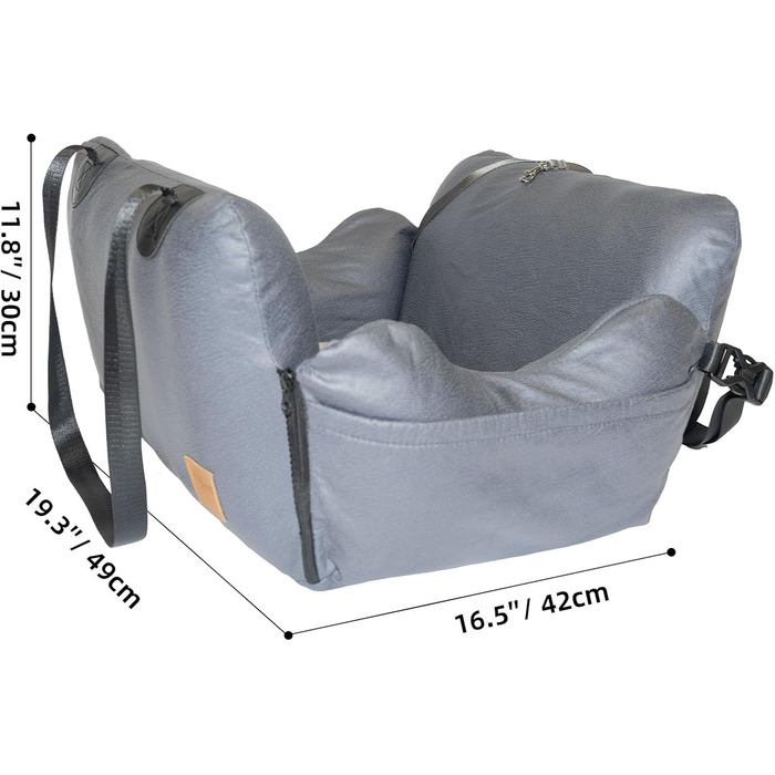 Автомобільний лежак для собак, знімний Airbag, сірий, водонепроникний, для собак до 15 кг, технічна тканина