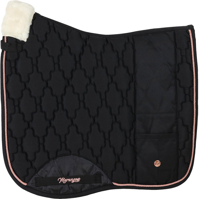 Schabracke Marengos Modern Rosé для теплокровних коней: підкова з наповнювачем з піни, м'яка підкладка на гриві, барокова стежка з квітковим візерунком та декоративною шнуркою. Підходить для конкурного та універсального верхового спорту (чорний колір).