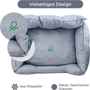 Крісло-ліжко для собак середніх порід Benetton, сіре, розмір M, 65x50x20 см, поліестер, можна прати в пральній машині