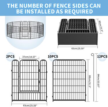 Забіг для цуценят Kuro Sagol 80 см - вольєр з автоматичним замком для собак, котів, кроликів. Ідеально для саду та ігрової зони на вулиці. 12 елементів