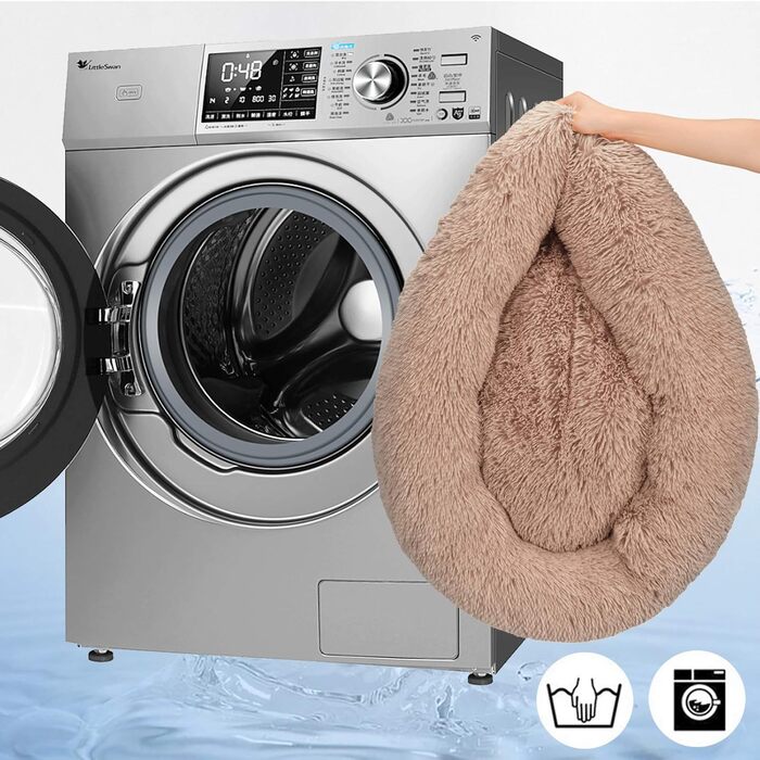 Кругла м'яка лежанка для тварин 60 см - ідеальна для собак та котів. Лежанка-бублик, хакі.