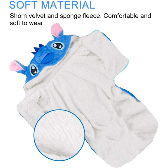 Костюм для домашніх тварин Gimilife: теплий халат-піжама для собак та котів, S (вага 3-7 кг, обхват грудей 44 см)