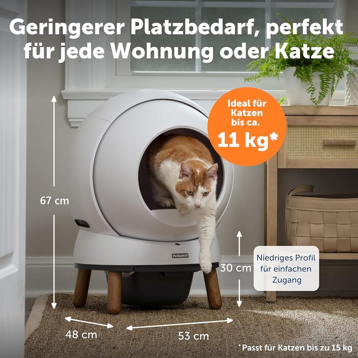 Автоматичний туалет для котів PetSafe ScoopFree SmartSpin з самоочищенням, сучасною системою контролю запаху, керуванням через додаток, моніторингом здоров'я, підходить для будь-якого наповнювача, до 2 тижнів автономної роботи