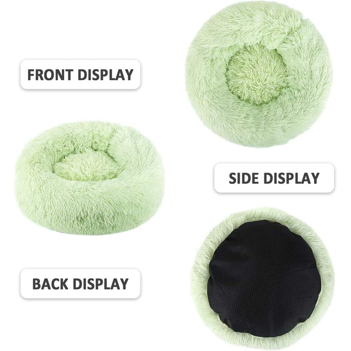 Кругле ліжко для собак та котів Donut, м'яке плюшеве, миється, 100 см, зелене