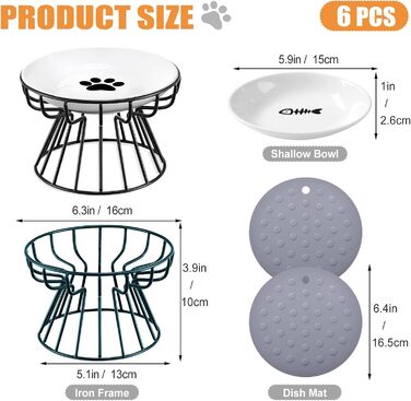 Підвищені годівниці для котів Surmounty (2 шт.) з підставки з силікону, металевий стійкий каркас, миски для корму та води