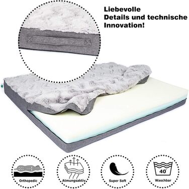 Килимок для собак CopcoPet Lucky Hundematratze: ортопедичний, неслизький, знімний, чорний (80 x 60 x 10 см)