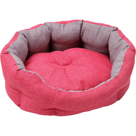 Кругла м'яка лежанка для собак та котів Baroni Home, розмір M, 45x55 см, сіра та фуксія, для дому