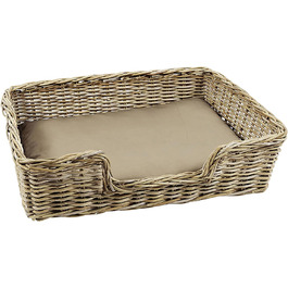 Корзина для собак Kobolo з ротангу з подушкою, 94x74x26 см