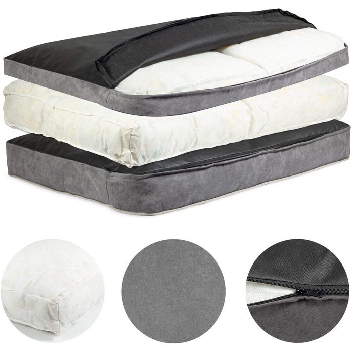 Крісло-ліжко для собак XL | М'яке ліжко з memory foam | Для великих собак | Легко миється | Еко-замша | Розмір 75 x 100 см | Темно-сірий колір