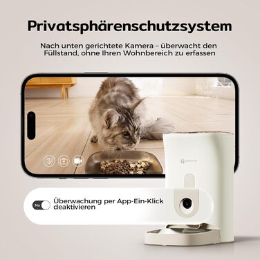 Автоматична годівниця для котів Amicura F1 Pro з 2K камерою, Wi-Fi 2.4G/5G, 4.5 л, нічне бачення 160°, антиблокувальна система, захист свіжості, керування через додаток