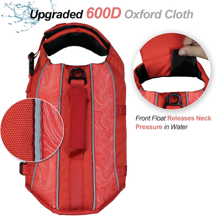 Жилет для плавання собаки VIVAGLORY Front Float, зелений, L (53-63 см окружність грудної клітки)