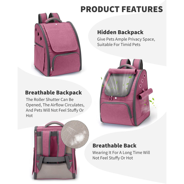 PETCUTE Рюкзак для собак та котів, дихаючий, складний, для подорожей, червоний