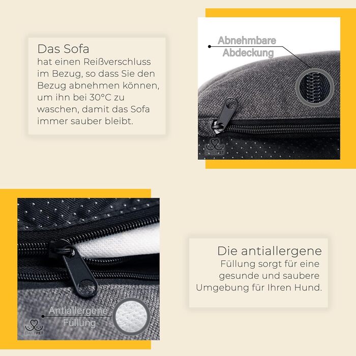 Крісло-лежанка для собак середніх порід – лежанка-кошик, водонепроникна, міцна, сіра, 75 x 55 x 20 см