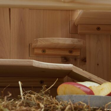Клітка для хом'яків Relaxdays дерев'яна, 3 поверхи, з віконцем та сітчастим дахом, XXL розмір 120x60x40 см, натуральний колір