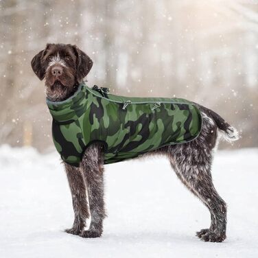 Водонепроникний зимовий одяг для собак, теплий куртка для собак з отвором для шлейки, для малих, середніх та великих собак, військовий камуфляж, з світловідбиваючими смугами, блискавка, XL
