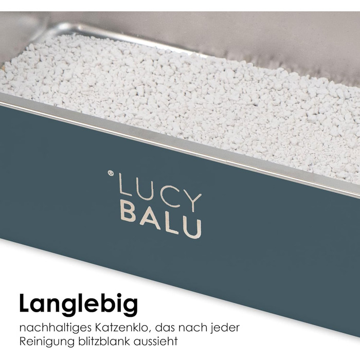 LucyBalu® велика котяча туалетна коробка з нержавіючої сталі, без запаху, відкрита зверху, антрацит
