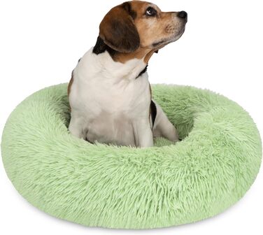 Кругле собаче ліжко Normani для великих та маленьких собак - ергономічна подушка-бублик. Собача лежанка з високим бортиком (М'ята, 100x100x28 см)