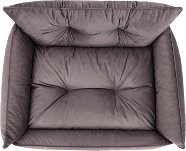 Собаче ліжко DOGGY XL 82x63 см, коричневе, м'яке ортопедичне ліжко-матрац для собак, лежак для домашніх тварин, диван, прошите, Fancy