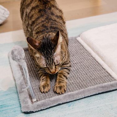 Килимок-кігтеточка для котів Happi N Pets із плетеного сизалю, з м'яким лежаком, інтерактивною іграшкою та котячою м'ятою, складаний
